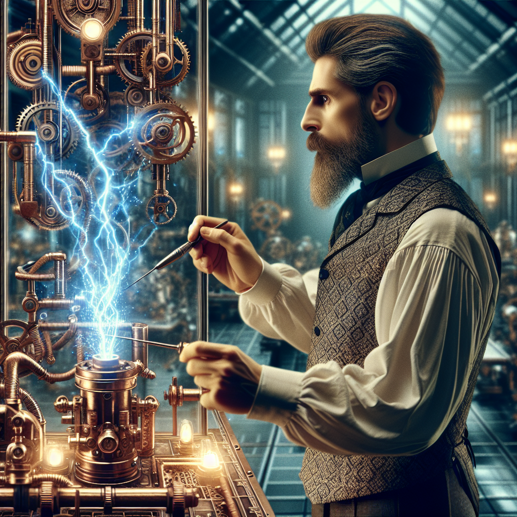 Nikola Tesla, futuristic sci-fi.